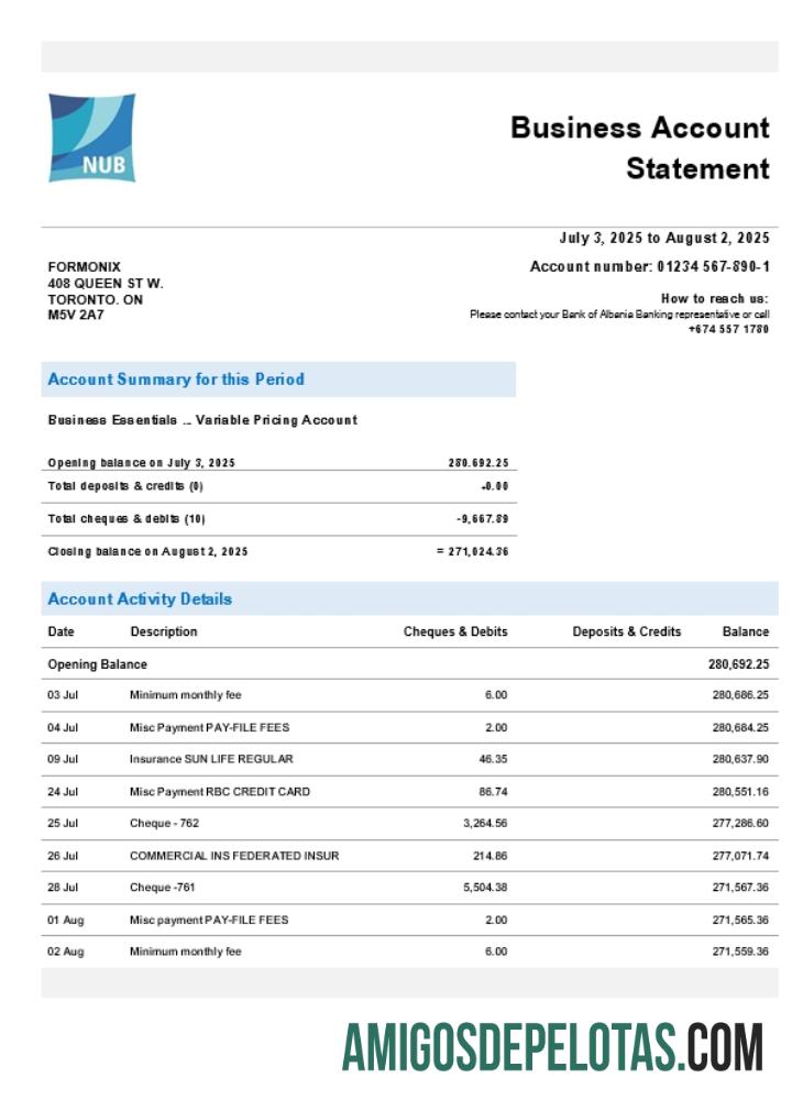 Baixável Bank Of Nauruan Firm modelo de extrato de conta Word e PDF (1)